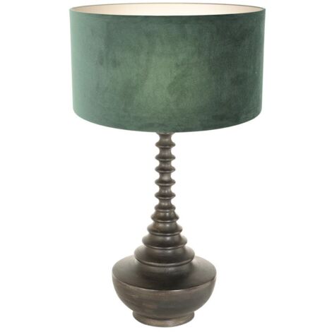 Anne Lighting - tischlampe - Bois - schwarz - holz veloursstoff -