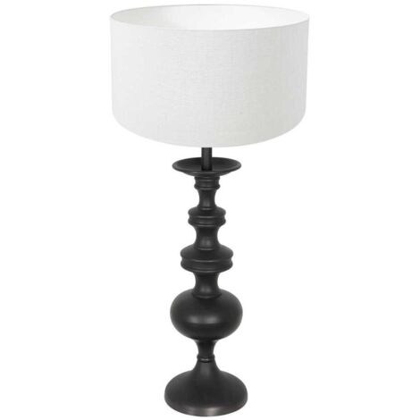 Anne Lighting - tischlampe - Lyons - schwarz - holz leinen - Ø