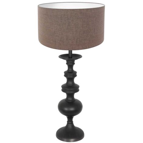 Anne Lighting - tischlampe - Lyons - schwarz - holz leinen - Ø