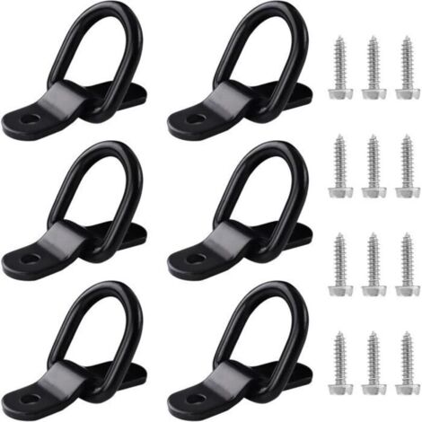 Anneau Arrimage - Noir - 6pcs - 400 kg - Installation Facile - Fer Galvanisé