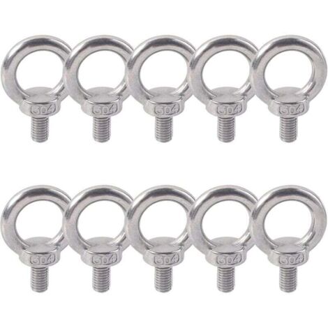 Anneau De Levage 304 Acier Inoxydable Filetage Mâle Boulon À Oeil M5X10 Boulon Vis Machines Épaule Levage de Poids Marin Boulons 10 PCS