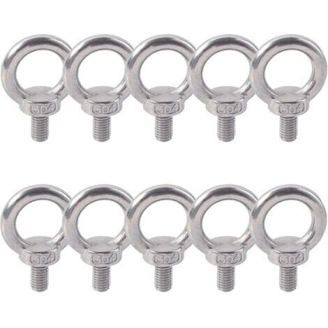 Anneau De Levage 304 Acier Inoxydable Filetage Mâle Boulon À Oeil M5X10 Boulon Vis Machines Épaule Levage de Poids Marin Boulons 10 PCS
