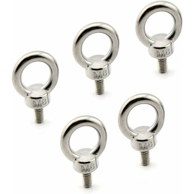 Ersandy - Anneau de levage à œil Boulon M6 / 0.24'Vis à filetage mâle en acier inoxydable à levée de poids marine Boulons 5pcs