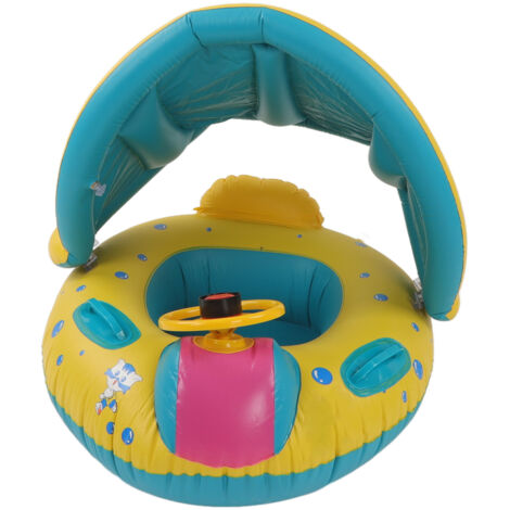 Anneau de natation bébé avec siège amovible, pare-soleil et volant pour enfants