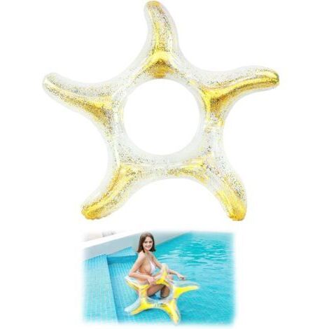 Anneau de Natation Gonflable,Bouée Gonflable Brillante, Bouée Ronde, Anneau de Natation Étincelant, Bouée Piscine Adulte, Rond, Pentacle, Or, 90cm, Jouets de Plage de Piscine d'Été (Pentacle)