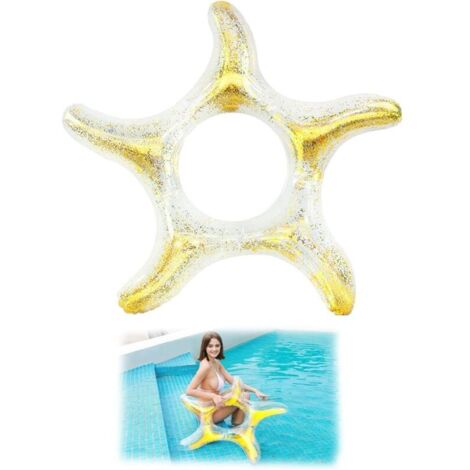 Anneau de Natation Gonflable,Bouée Gonflable Brillante, Bouée Ronde, Anneau de Natation Étincelant, Bouée Piscine Adulte, Rond, Pentacle, Or, 90cm, Jouets de Plage de Piscine d'Été (Pentacle)