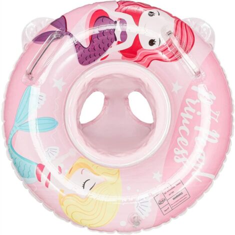 Anneau de natation pour enfants de dessin animé Bouée gonflable pour piscine pour bébé Bouée de natation gonflable pour bébé 60  avec poignée (boucle de pantalon de sirène rose)