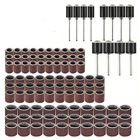 Anneau de ponçage abrasif rotatif 102 pièces comprenant anneau sable 90 et tambour 12 pour outil Dremel -