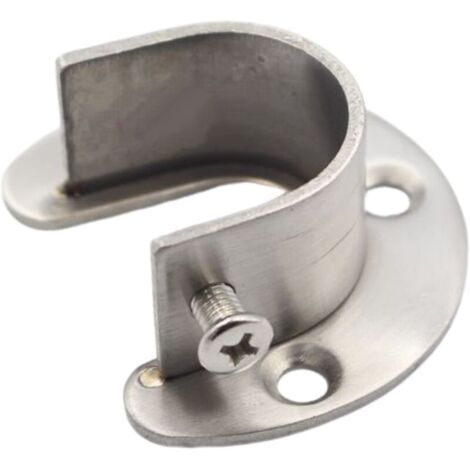 Anneau de retenue en acier inoxydable, anneau de retenue de tringle à rideaux en acier inoxydable à base ouverte (32 mm) avec [vis d'expansion blanche]
