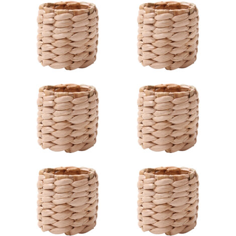 Anneau de serviette – Ensemble de 6, Artisanat en paille naturelle, Décoration de table rustique et élégante pour occasions festives (Noël, mariages, fêtes)