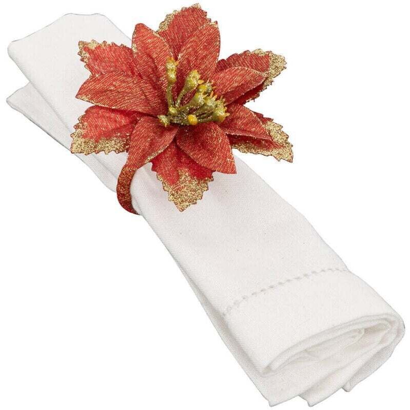 Anneau de serviette, étoile de Bethléem avec décoration dorée, 2 pièces.