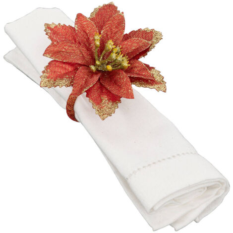 Anneau de serviette, étoile de Bethléem avec décoration dorée, 2 pièces.