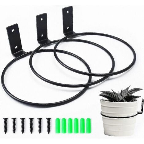 Anneau de support mural robuste pour plantes, support pour pot de fleurs de 15 cm, lot de 3 supports suspendus en métal