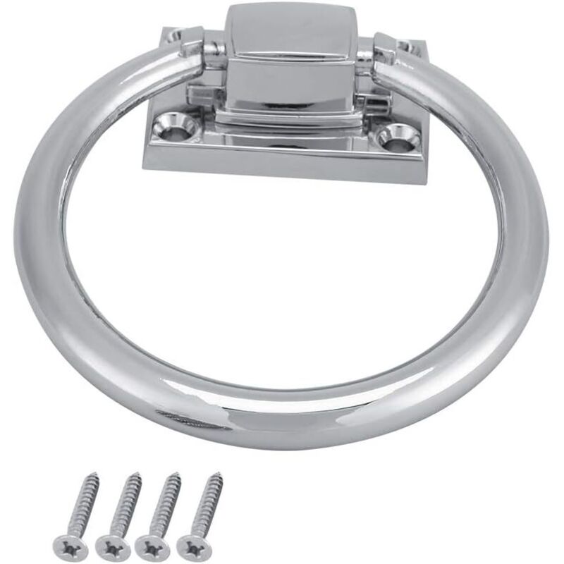 Anneau de Traction Poignée de Porte Acier Inoxydable Argent Brillant Anneau de Traction en métal chromé Rond heurtoir de Porte en Bois intégré Chaise