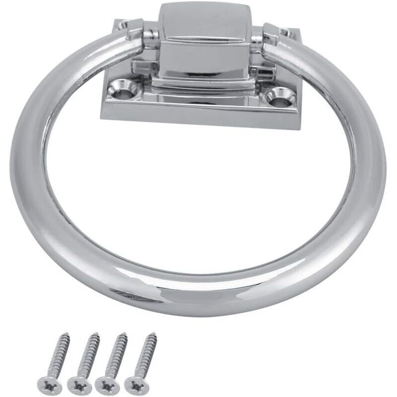 Anneau de Traction Poignée de Porte Acier Inoxydable Argent Brillant Anneau de Traction en métal chromé Rond heurtoir de Porte en Bois intégré Chaise