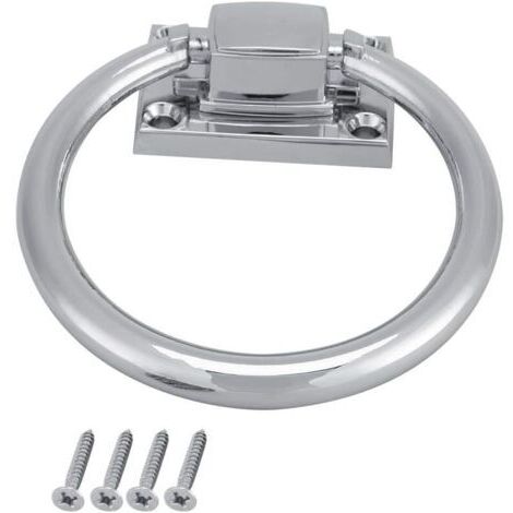 Anneau de Traction Poignée de Porte Acier Inoxydable Argent Brillant Anneau de Traction en métal chromé Rond heurtoir de Porte en Bois intégré Chaise Tire Poignée Décor (100 x 54 x 37 mm)