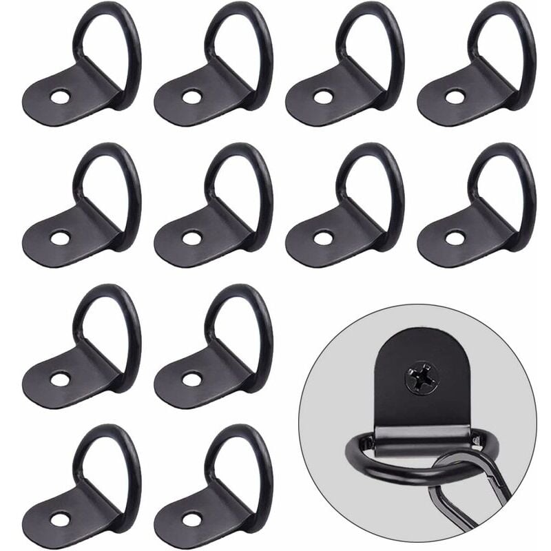 Anneau fixe en acier inoxydable 12PCS D - ring fixe remorque anneau fixe moto camion kayak voiture outils électriques Camping hamac bois noir