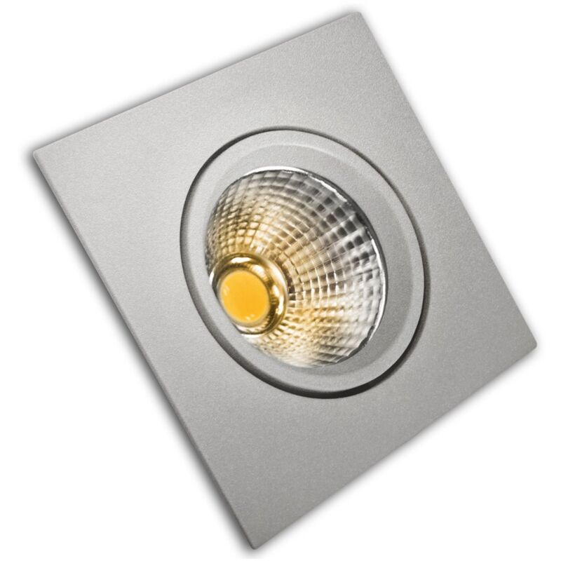 Anneau inclinable led en matel carré argenté chaud 5w
