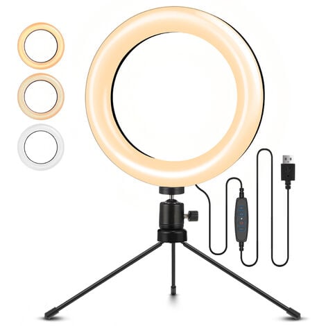 DRILLPRO Anneau lumineux avec trépied 3 modes Lampe de créateur Anneau lumineux Selfie Light 8'' LED Trépied ELEGIANT EGL-03 pour Live Sream/TIKTOK/Vlog/Photo/Youtube/Maquillage Cadeau de Noël LBTN