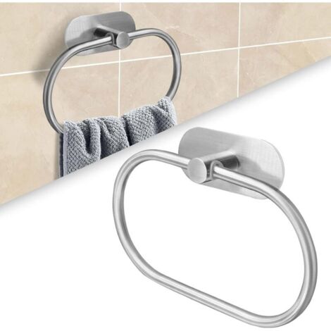 Anneau porte-serviette autocollant en acier inoxydable antirouille pour salle de bain sans perçage