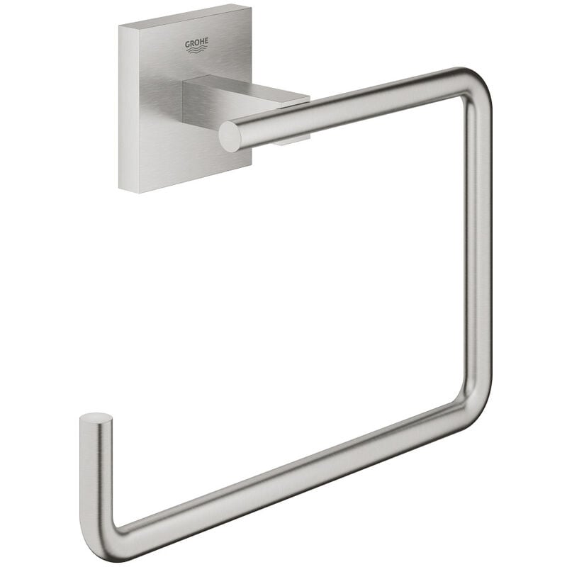 Grohe - QuickFix - Start Cube - Anneau porte-serviette - Finition Supersteel 40975DC0 (à visser ou à coller)