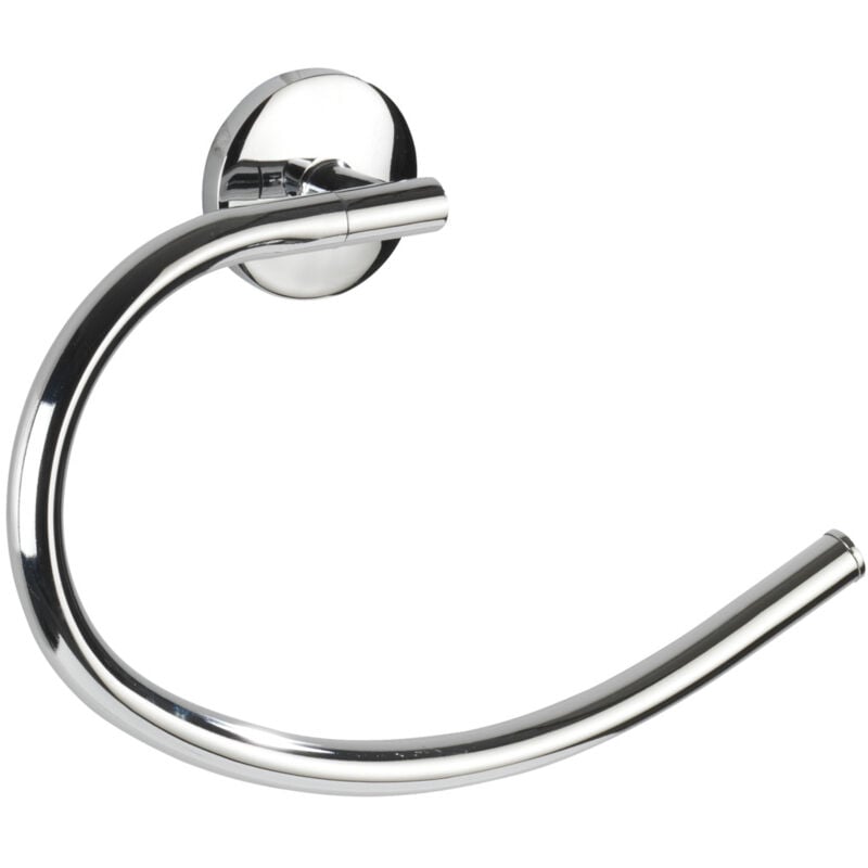 Wenko - Porte Serviette Salle de bain mural, Anneau porte serviette mural, Cuba, Zinc, 21,5x15x4 cm, brillant