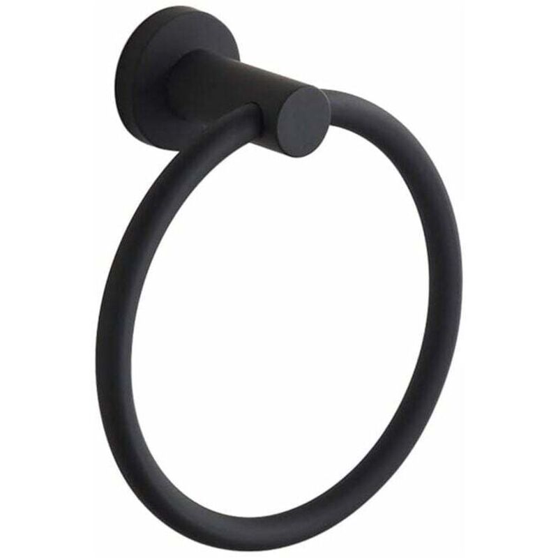 Anneau porte-serviette mural en acier inoxydable 304 en caoutchouc pour salle de bain Noir-Fei Yu