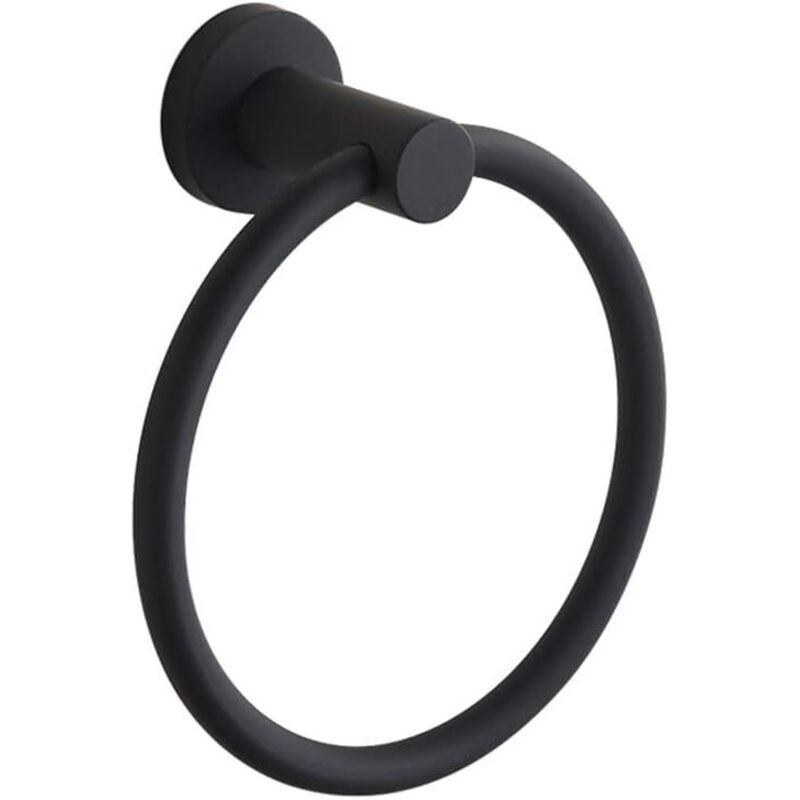 Galozzoit - Anneau porte-serviette mural en acier inoxydable 304 pour salle de bain Noir