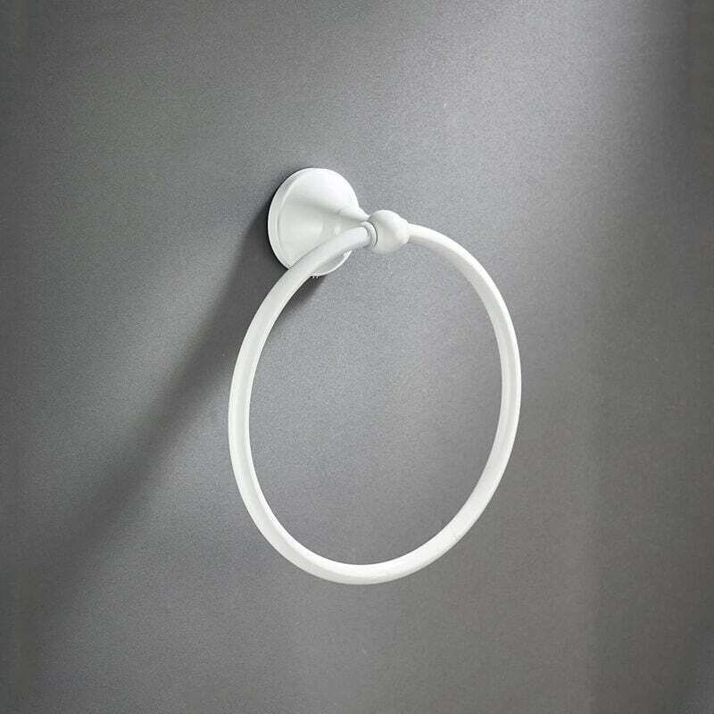 Anneau porte-serviettes blanc, accessoire de salle de bain mural en anneau en tissu en laiton, laque blanche