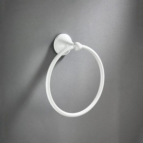 Anneau porte-serviettes blanc, accessoire de salle de bain mural en anneau en tissu en laiton, laque blanche