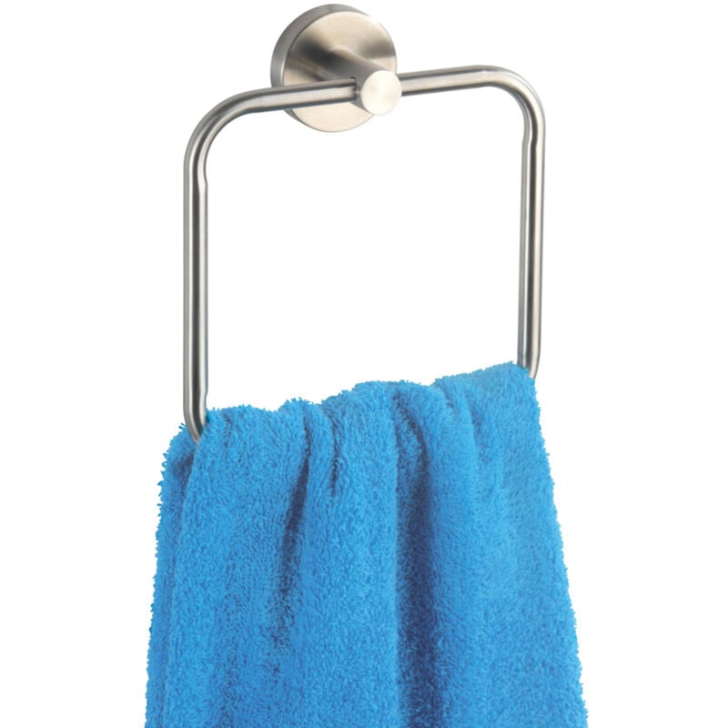 Wenko - Porte Serviette Salle de Bain mural, Anneau porte serviettes Bosio, acier inox, 16x18x5 cm, mat