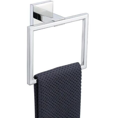 Anneau porte-serviettes carré en acier inoxydable poli pour salle de bain