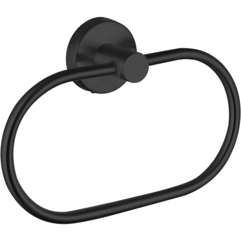 Anneau porte-serviettes de salle de bain, barre porte-serviettes murale, porte-serviettes ovale, noir