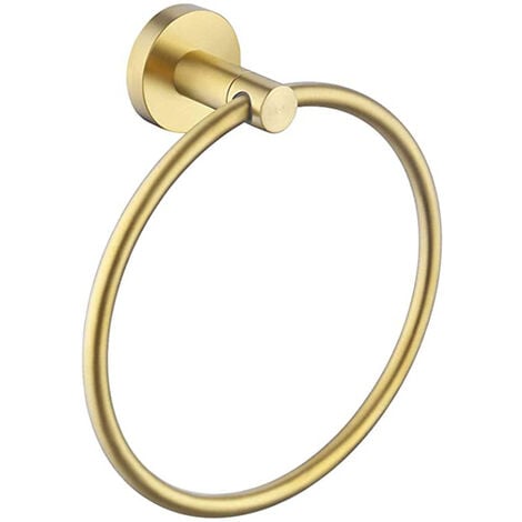 Anneau porte-serviettes doré brossé (diamètre 16 cm) porte-serviettes mural moderne en acier inoxydable