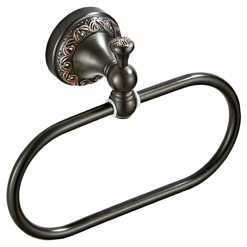 Anneau porte-serviettes en laiton ovale contemporain, porte-serviettes de salle de bain mural, finition bronze huilé