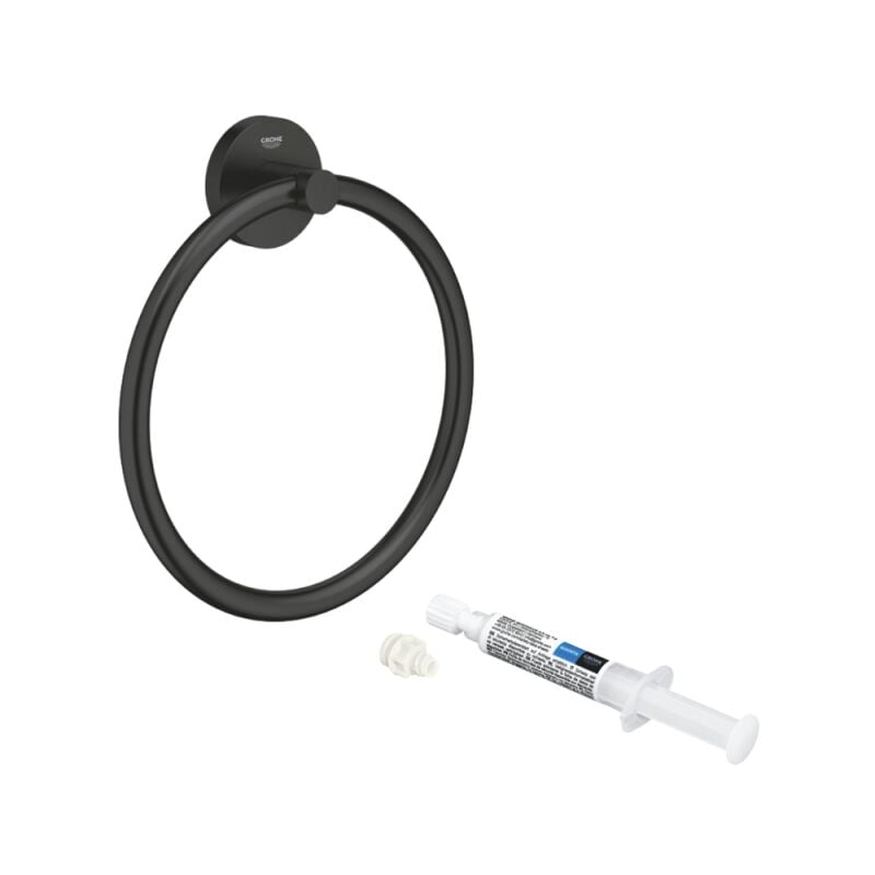 Grohe - Anneau porte serviettes Start noir mat + colle QuickGlue