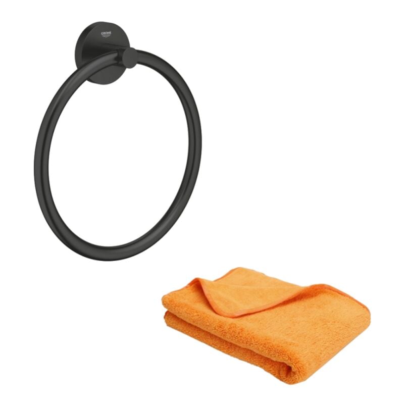 Grohe - Anneau porte serviettes Start noir mat + microfibre