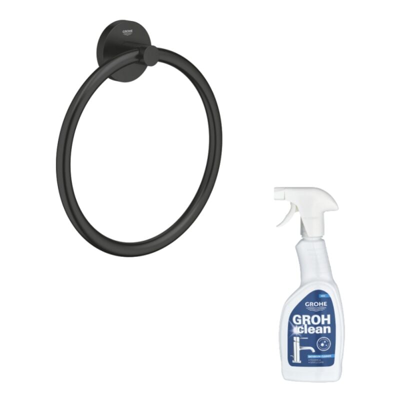 Grohe - Anneau porte serviettes Start noir mat + nettoyant GrohClean