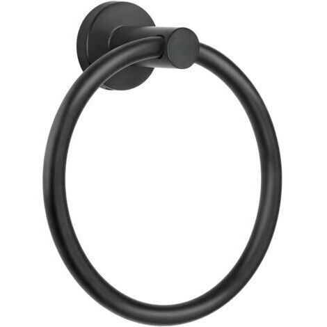 Anneau porte-serviettes mural, 1 pièce, porte-serviettes, porte-serviettes, matériel de salle de bain, porte-serviettes rond simple en acier inoxydable SUS 304 (noir)