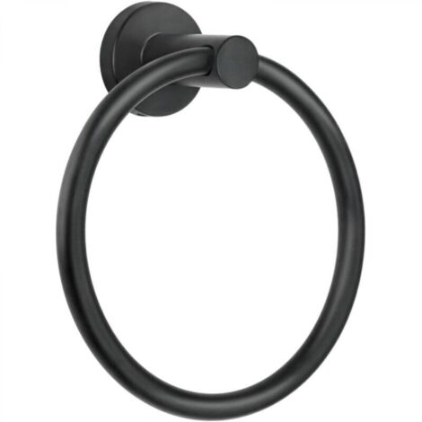 Anneau porte-serviettes mural, 1 pièce, porte-serviettes, porte-serviettes, matériel de salle de bain, porte-serviettes rond simple en acier inoxydable SUS 304 (noir)