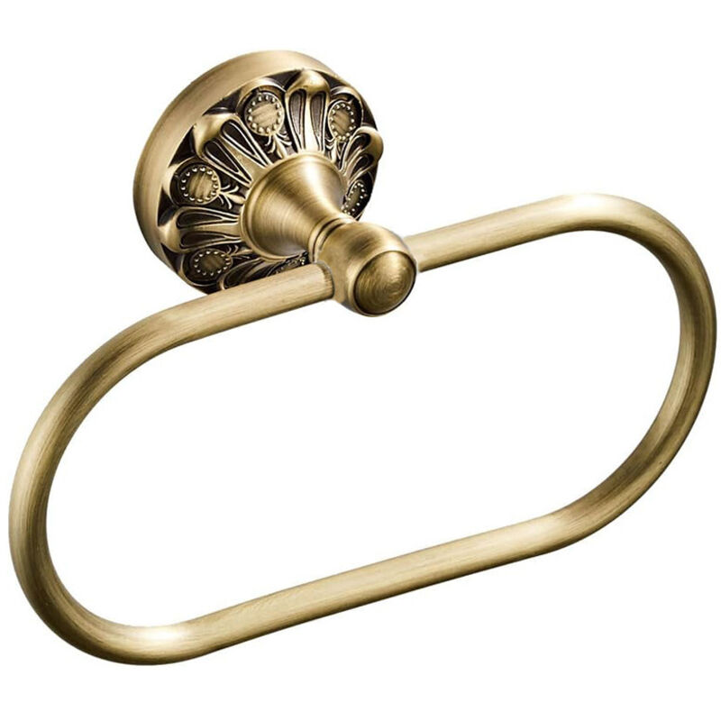 Anneau porte-serviettes ovale antique en laiton pour rangement de serviettes, support mural pour salle de bain et toilettes (bronze brossé)