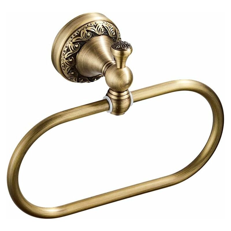 Sunxury - Anneau porte-serviettes ovale en laiton, porte-serviettes de salle de bain contemporain, fixation murale, finition en laiton Antique