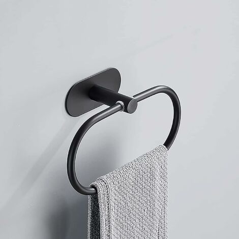 Anneau Porte-Serviettes, Porte Serviette Rond, Style Contemporain en Acier Inoxydable 304 Chromé Porte-Serviette pour Salle de Bain, Cuisine, Patio (Noir)