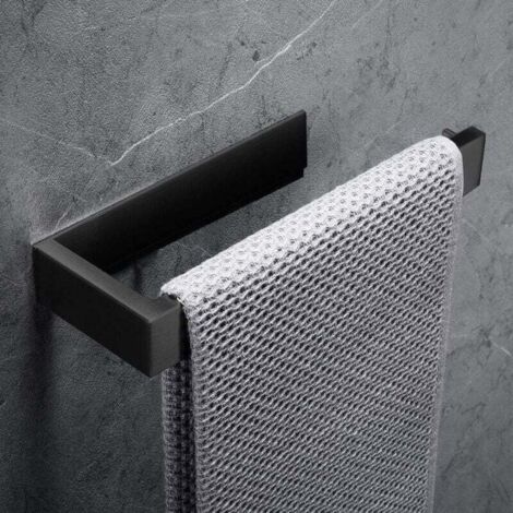 Anneau porte-serviettes Porte-serviettes, 304 Acier inoxydable support de serviettes Accessoirs WC Salles de Bains (sans perçage, noir)