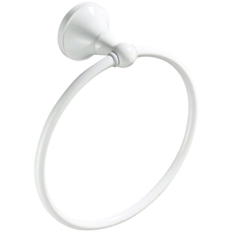 Feiyue - Anneau porte-serviettes rond blanc pour salle de bain, anneau de suspension pour serviette rond antique brossé
