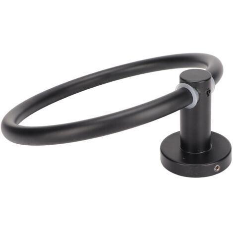 Anneau porte-serviettes rond moderne en aluminium spatial noir pour salle de bain, balcon et hôtel