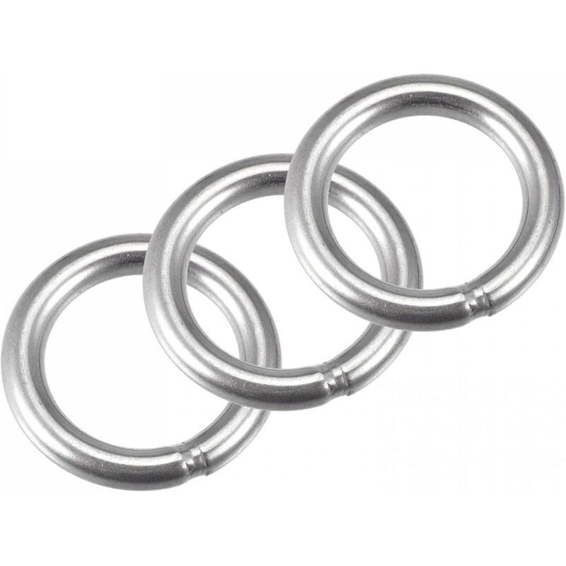 Ersandy - Anneau Soudé Inox Acier 304 50mm Externe Diamètre 8mm Épaisseur 3pcs