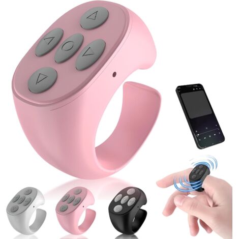 Anneau Télécommande Bluetooth - Défilement Sans Fil pour Smartphone et Tablette - Contrôle Lecture Vidéo Photo Présentation - Rechargeable - Rose - 1 Pièce