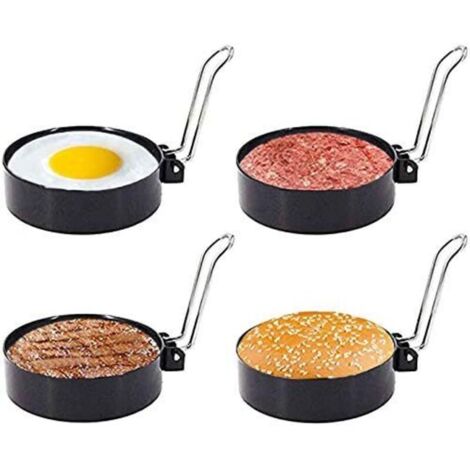 Anneaux à œufs et crêpes en acier inoxydable antiadhésif – Lot de 4, ronds, idéaux pour cuisson précise et facile