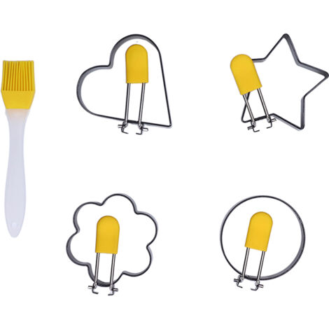 Anneaux à Œufs Poêlés avec Poignée Pliante, Pinceau en Silicone Antiadhésif en Acier Inoxydable, Moule à Œufs pour Cuisine